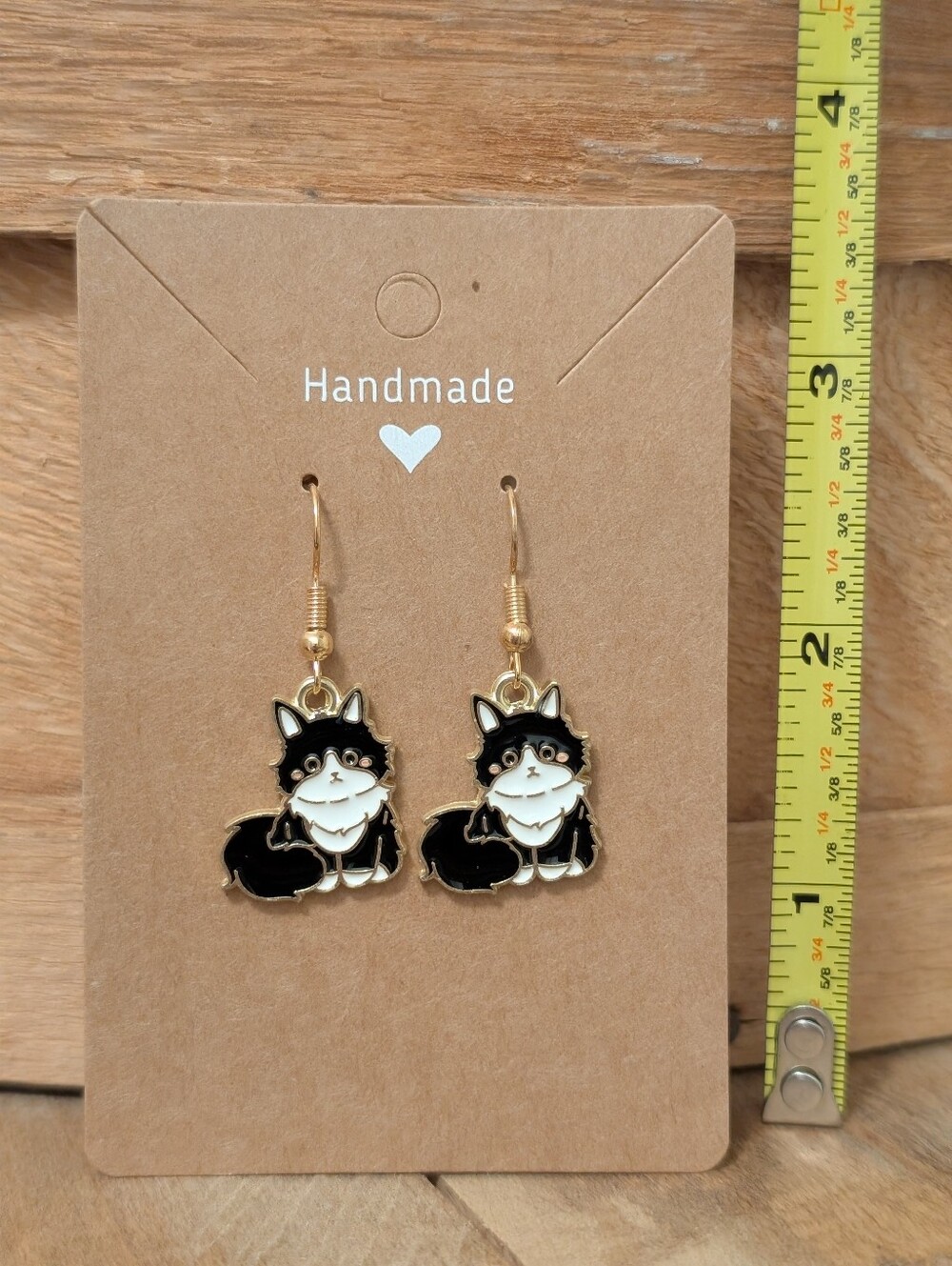 Cat Enamel Metal Earrings NEW